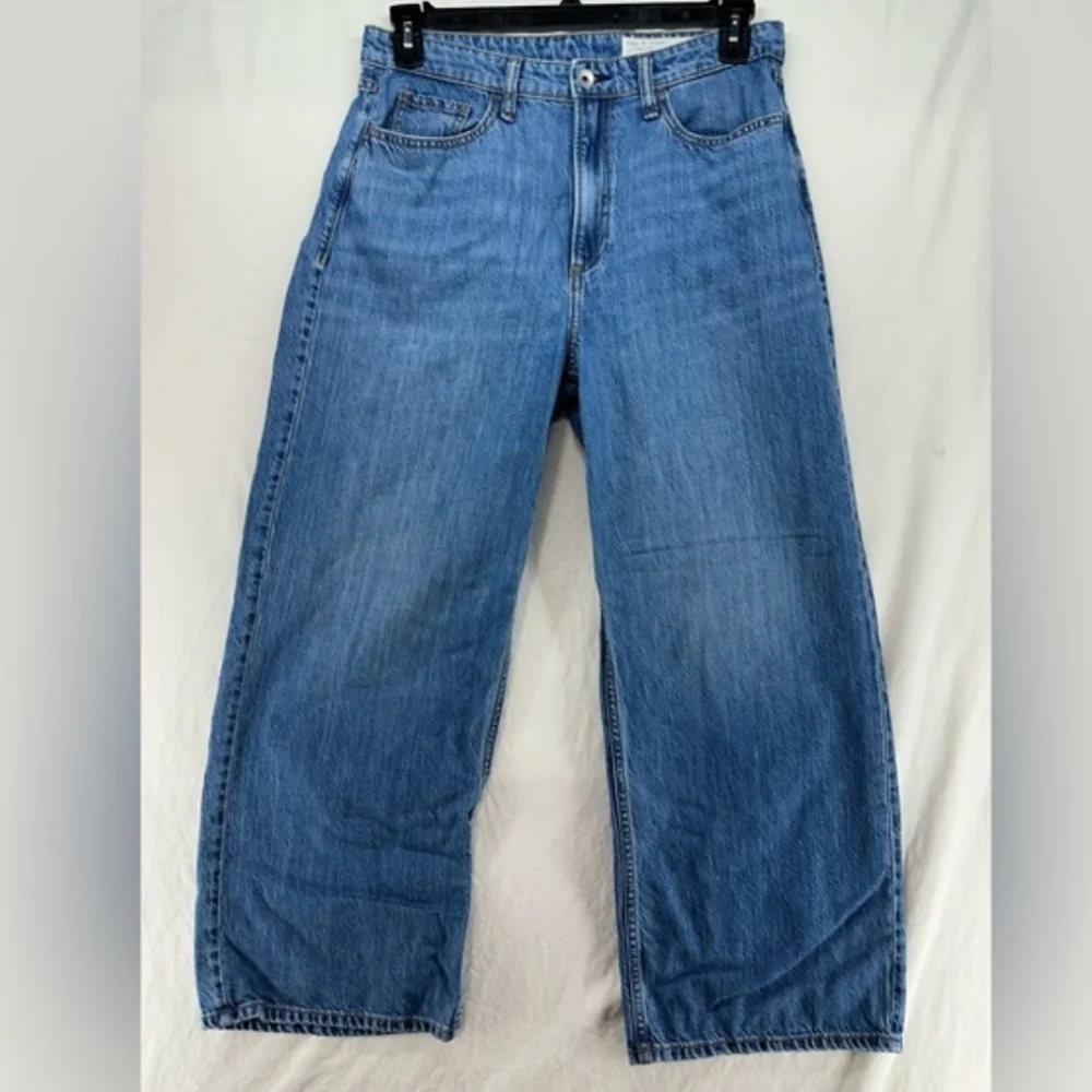 Rag & Bone Lori Mid Rise Crop Wide Leg Jeans in Medium Wash Size 26 - Picture 3 of 6